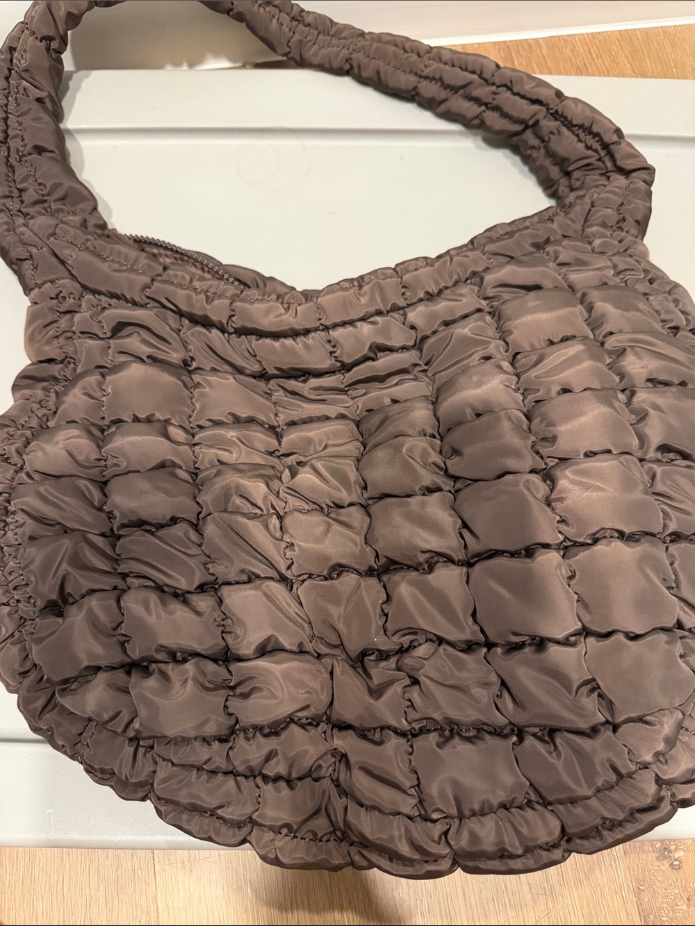 Quilted Shoulder Bag in Taupe